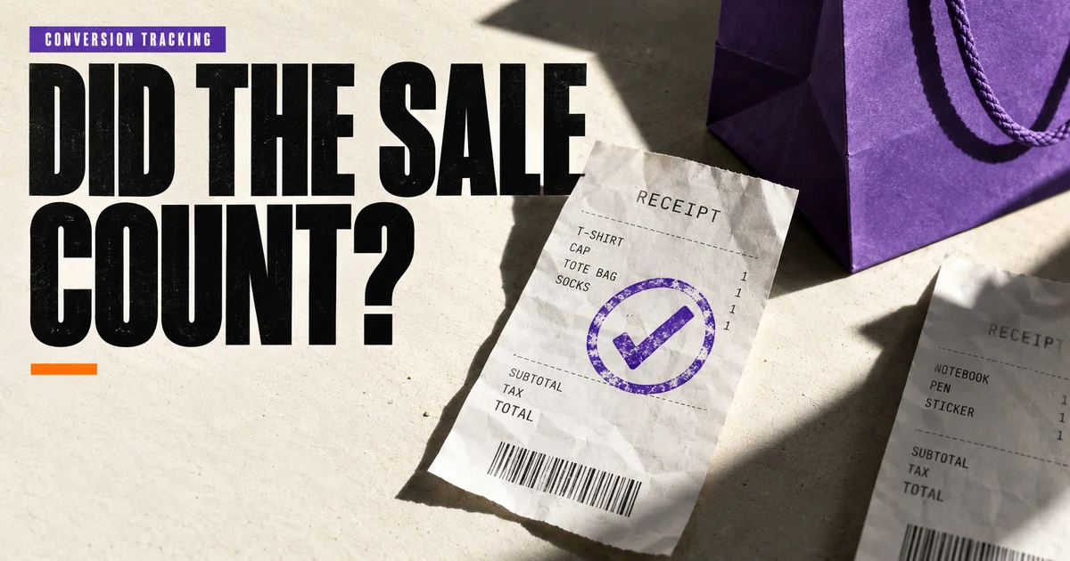 Did the sale count headline beside a checked receipt and shopping bag.
