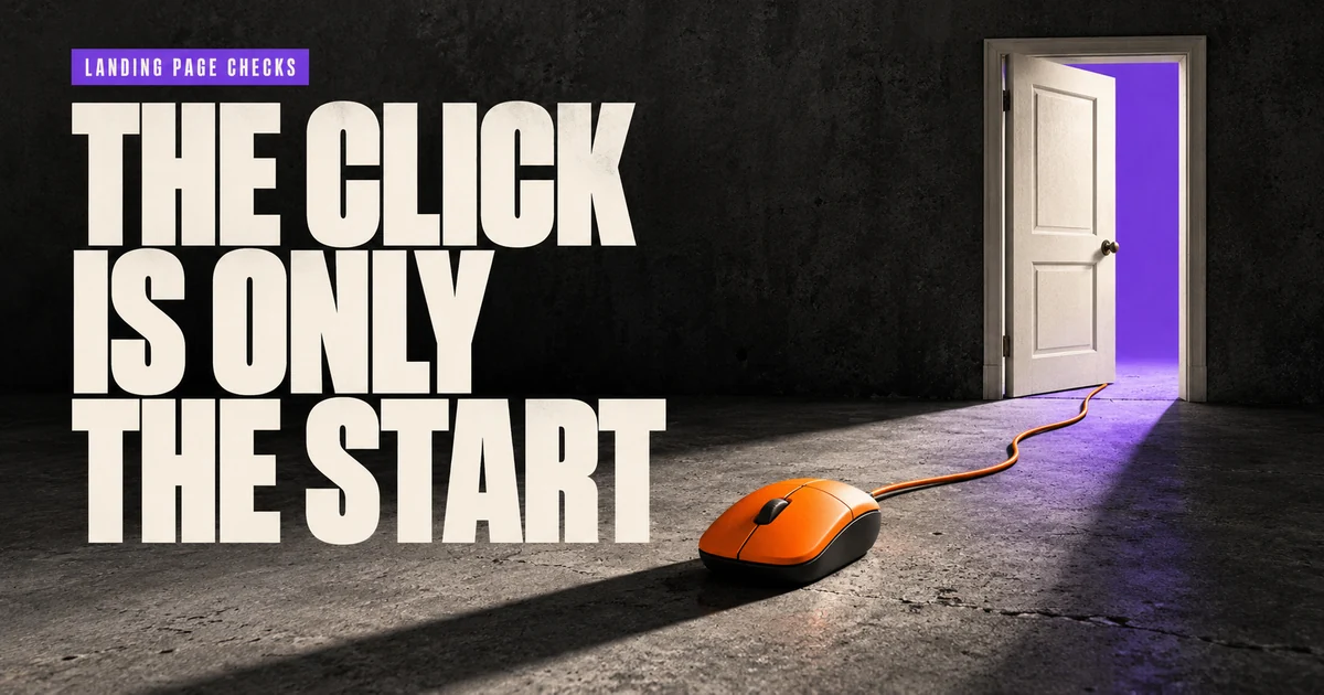 The click is only the start headline with a computer mouse and open door.